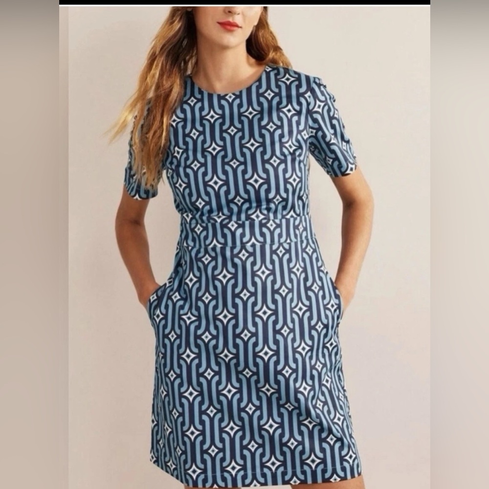 Boden Cotton Mini Shift Dress in Blue 0000000000